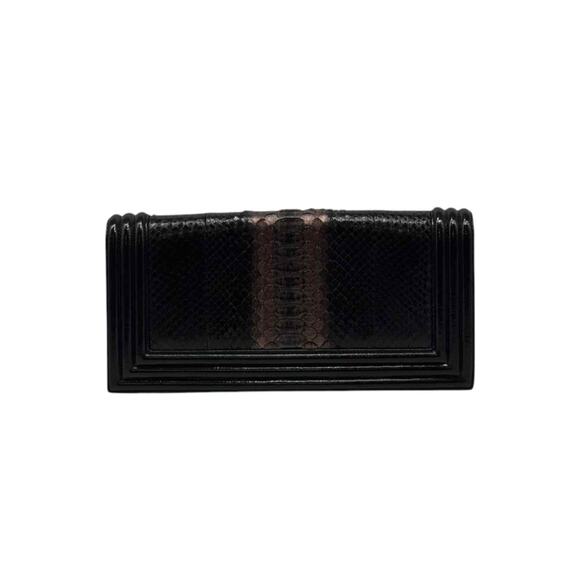 Chanel Python Patent Boy Clutch Bag In Black - Picture 2 of 5